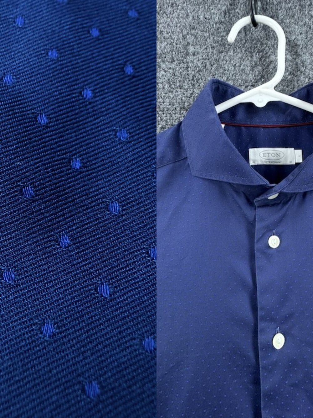 Eton Cambridge Cotton Geometric Contemporary 16 Blue Elegant Shirt Button Up